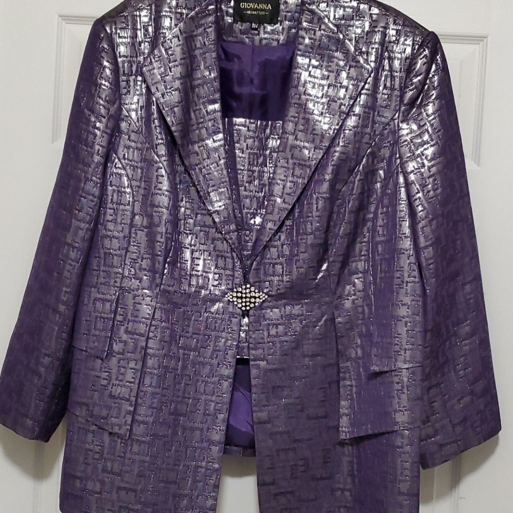 Giovanna Signature purple silver metallic woman 26W skirt set - Picture 3 of 16
